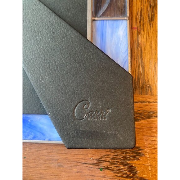 Vintage Carr Stained Glass Photo Frame With Blue & Clear Panels 8x10 Inches Silv - Picture 5 of 6